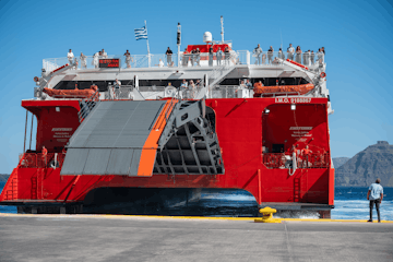 Greek Flag on a Ferry